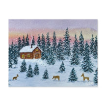 Carte postale de cabane d'hiver