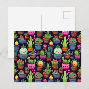 Carte postale de cactus kawaii