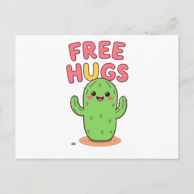 Carte postale de câlin de cactus mignon pour les a (Devant)