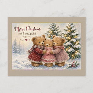 Carte postale de câlin de la famille des ours en p