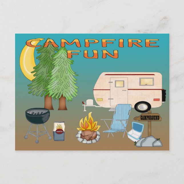 Carte postale de camping amusant (Devant)