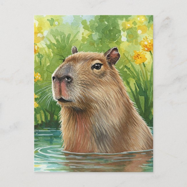 Carte postale de capybara mignon nature eau rivièr (Devant)