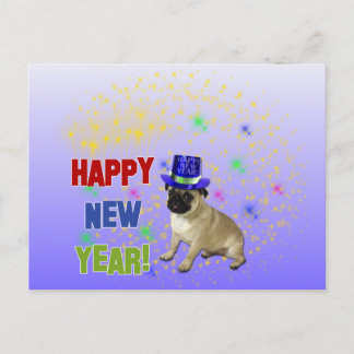 Carte postale de carlin de bonne année