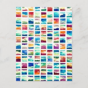 Carte postale de carrés de nuages à l'aquarelle ab