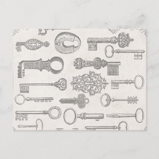 Carte postale de changement d'adresse avec clés an (Devant)