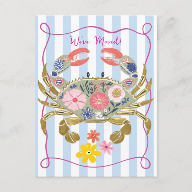 Carte postale de changement d'adresse Crabe floral (Devant)