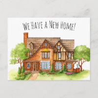 Carte postale de changement d'adresse de cottage a