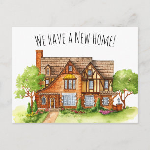 Carte postale de changement d'adresse de cottage a