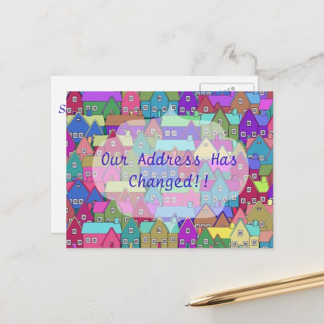 Carte postale de changement d'adresse de maisons c (Devant/Arrière en situation)