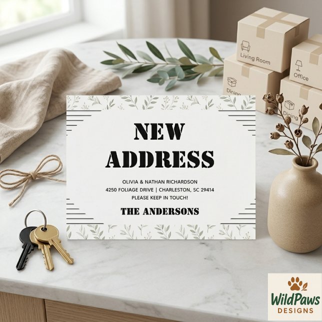 Carte postale de changement d'adresse minimaliste  (Modern Minimalist Address Change Moving Postcard
)