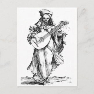 carte postale de chanteuse squelette de femme bell