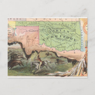 Carte postale de chasse au bison dans le territoir