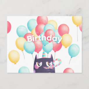 Carte postale de chat d'anniversaire