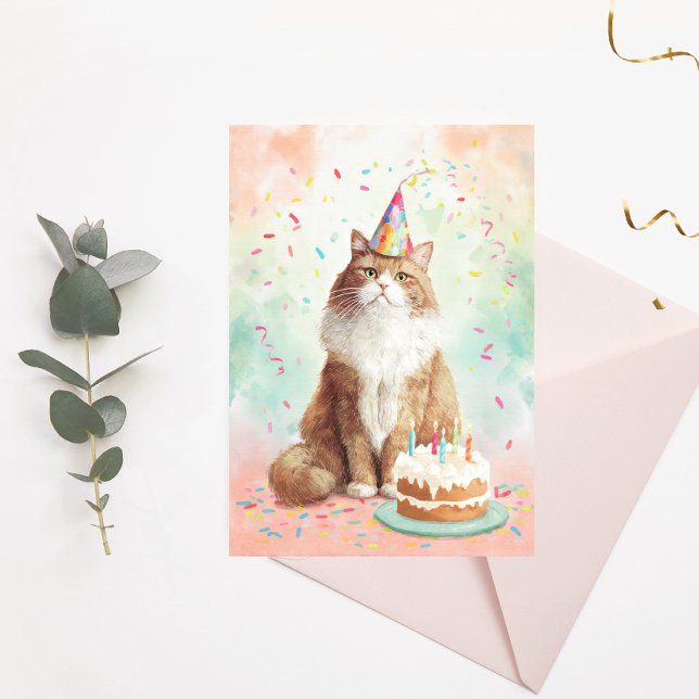 Carte postale de chat d'anniversaire – Joli chat d (Créateur téléchargé)