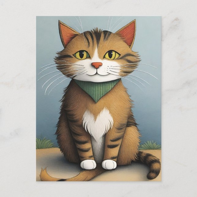 Carte postale de chat de dessin (Devant)
