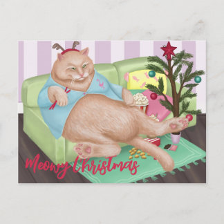 Carte postale de chat de Noël