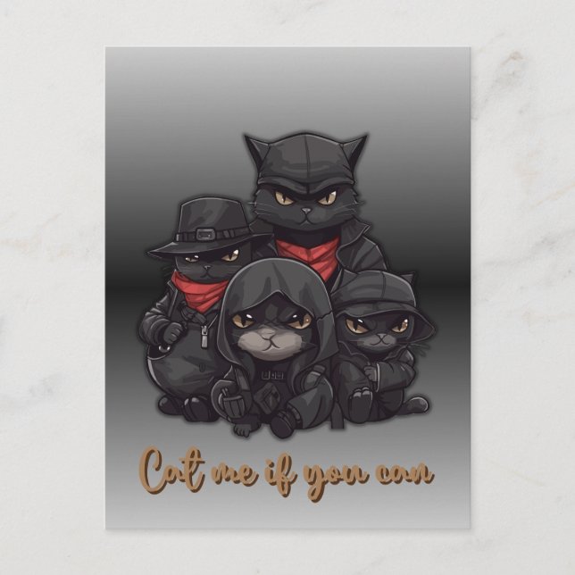Carte postale de chat gangster | Chatte-moi si tu  (Devant)
