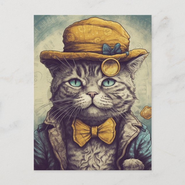 Carte postale de chat gris Cool (Devant)
