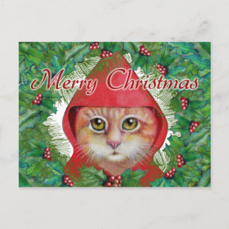 Carte postale de chat Noël