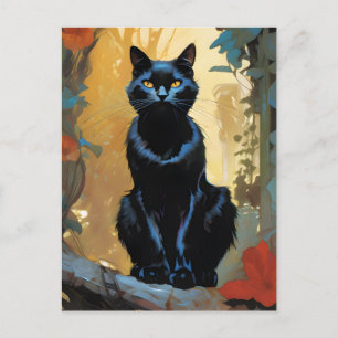 Carte postale de chat noir magnifique