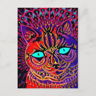 CARTE POSTALE DE CHAT PSYCHEDELIQUE LOUIS WAIN