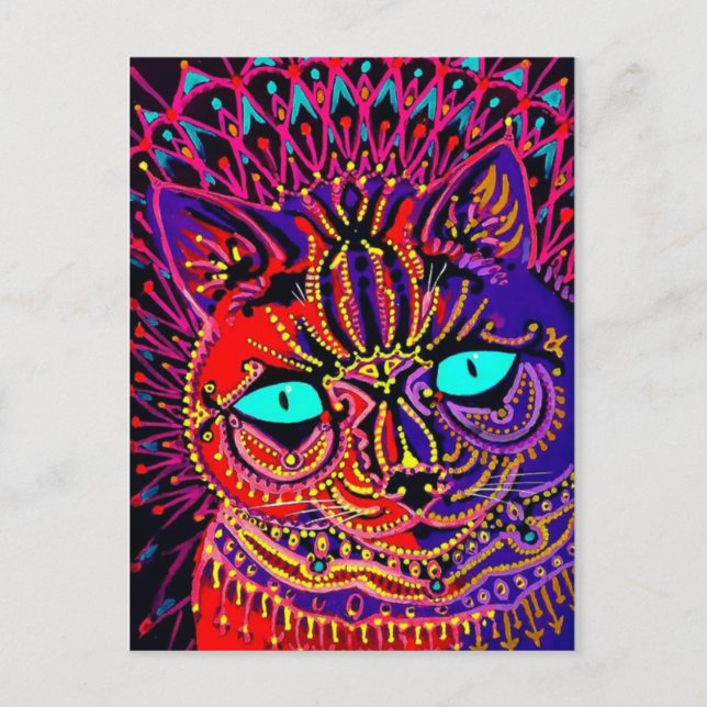 CARTE POSTALE DE CHAT PSYCHEDELIQUE LOUIS WAIN (Devant)
