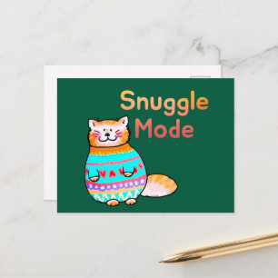 Carte postale de chat roux douillet en mode câlin