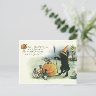 Carte postale de chaton de chat noir Halloween sou
