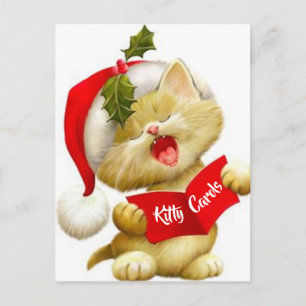 Carte postale de chaton mignon chantant un chant d
