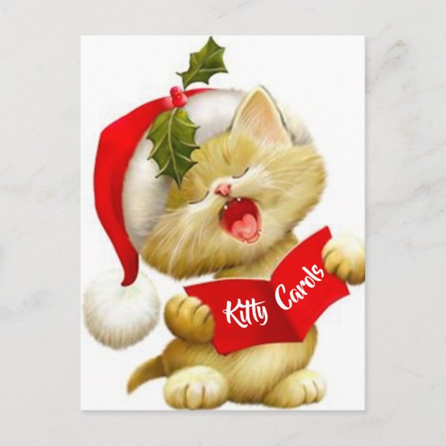 Carte postale de chaton mignon chantant un chant d (Devant)