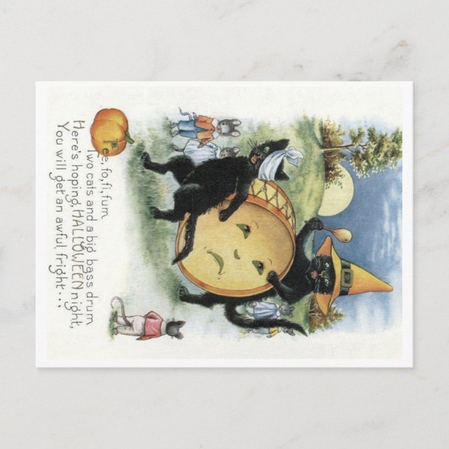 Carte postale de chaton noir Halloween souris (Devant)
