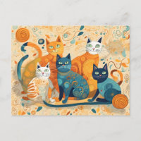 carte postale de chats apaisants