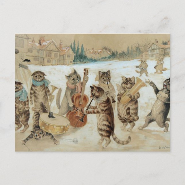 Carte postale de chats chantant des cantiques (Devant)