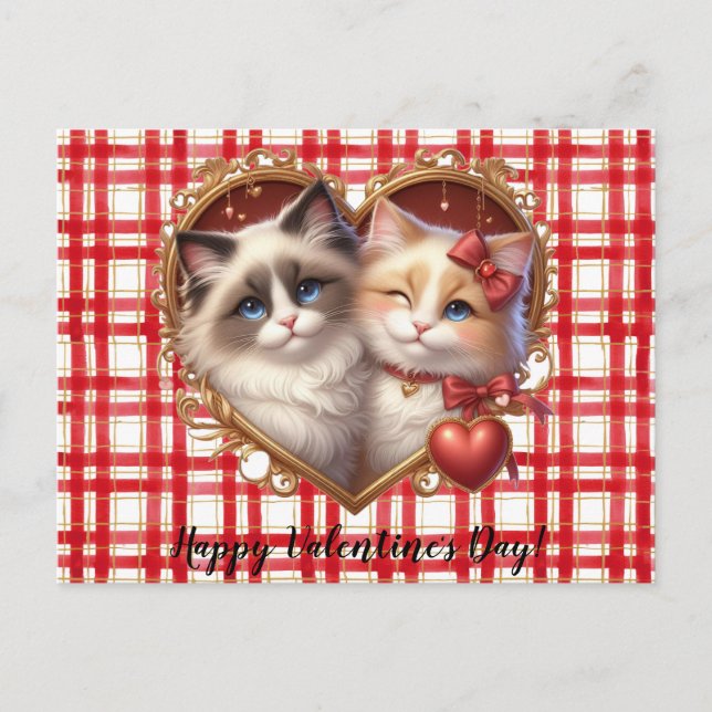 Carte postale de chats de la Saint-Valentin (Devant)