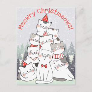 Carte postale de chats de Noël