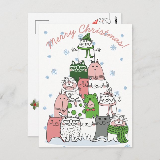 Carte postale de chats de Noël (Devant / Derrière)