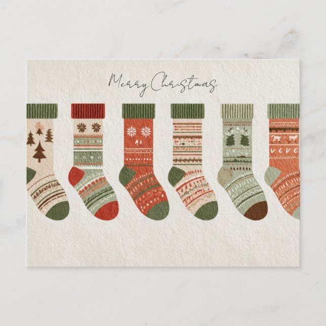 Carte postale de chaussettes de Noël festives (Devant)