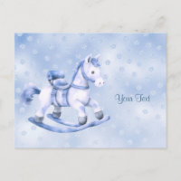 Carte postale de cheval à bascule bleu