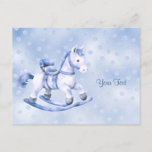Carte postale de cheval à bascule bleu