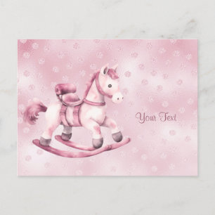 Carte postale de cheval à bascule rose
