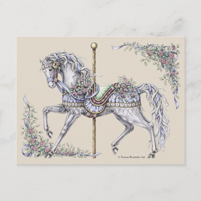 Carte postale de cheval de carrousel d'été (Devant)