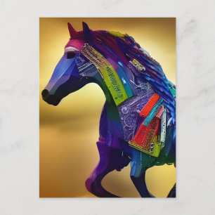 Carte postale de cheval en techniques mixtes