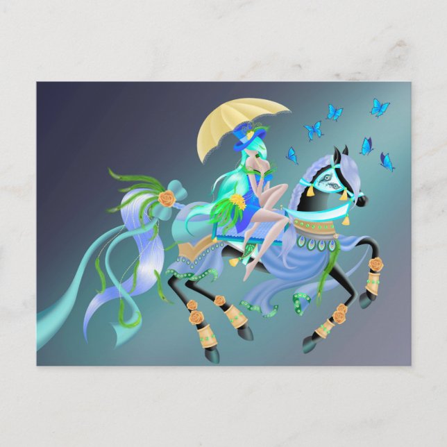 Carte postale de cheval enchanté personnalisé (Devant)