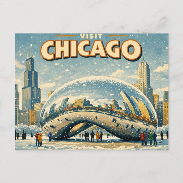 Carte postale de Chicago Bean en hiver (Devant)