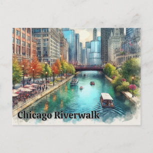 Carte postale de Chicago Illinois City River