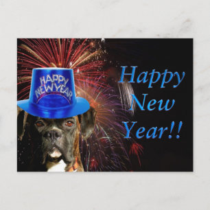 Carte postale de chien de boxeur de nouvelle année