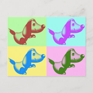 Carte postale de chien de dessin pop art