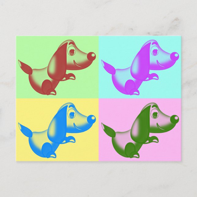 Carte postale de chien de dessin pop art (Devant)