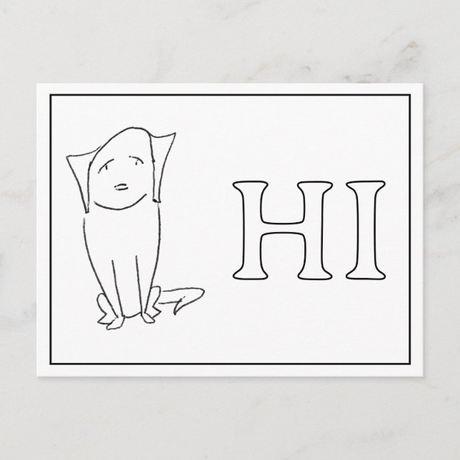 Carte postale de chien décontracté disant bonjour (Devant)
