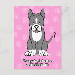 Carte postale de chien pitbull de dessin animé mig